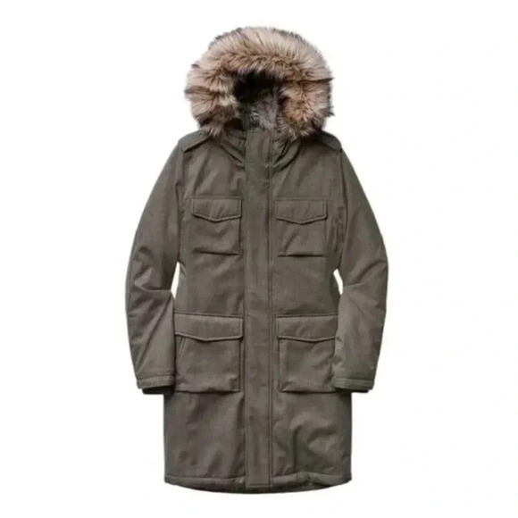 Aritzia TNA Blackcomb Parka Coat Winter Jacket Fur Lined Hooded Green Size Small - Picture 1 of 16